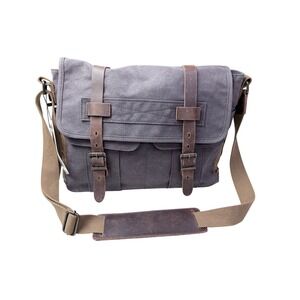 SOAEON‎ Canvas Leather Messenger Bag Satchel Crossbody Dark Gray 3k